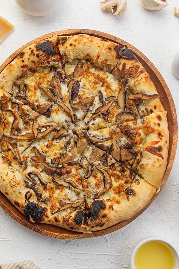 Truffle pizza fresh from the oven